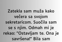 Zatekla sam muža kako večera sa svojom sekretaricom…”