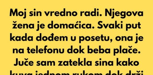 Apsolutno odbijam da tolerišem lenjost svoje snaje — moj sin zaslužuje ženu, a ne nekoga ko živi na njegov račun.