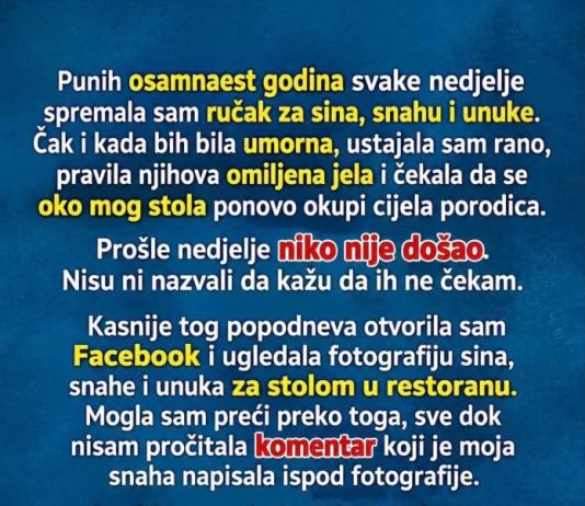 Nedeljni rucak za sina i snaju…